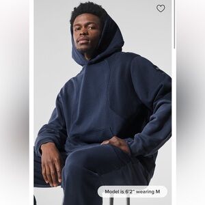 Alo Yoga Navy Blue Make Waves Hoodie Mens Size LARGE